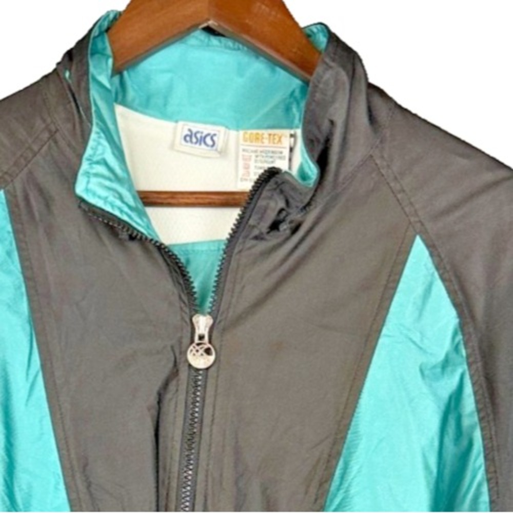 Vintage Asics Gore-Tex Jacket Mens Teal Black Full Zip Windbreaker Shell Large